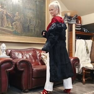 Ultra Plush, Long Black Rabbit Fur Coat